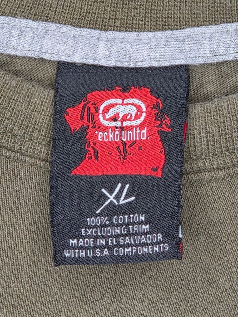 Ecko Unltd. Vintage Olive Green Long-sleeve Graphic Shirt XL - Picture 3 of 7